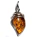 Certified Genuine Honey Amber and Sterling Silver Classic Drop Pendant