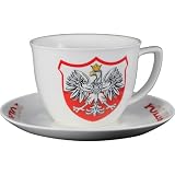 Ceramic Tea Cup & Saucer - Polish Eagle Emblem