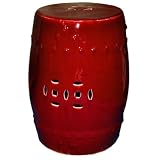 Oriental Garden Seat - oxblood red glaze, porcelain