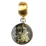 IMAGE OF French Collection Green Amber and 14K Gold Plated Sterling Silver Round Pendant