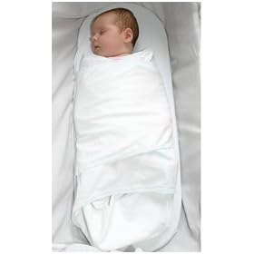 Miracle Blanket - White - Swaddling Wrap - no poppers or Velcro that could scratch baby
