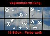 Produkt-Bild: Warnv&ouml;gel Vogelabwehr Fensterschutz Vogelschutz Doppelkreise Set 18 St&uuml;ck Aufkleber wei&szlig;