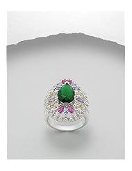 Forest Green CZ Ring In 92.5 Sterling Silver
