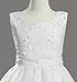 White Sleeveless Embroidered Organza Communion Dress with Pearled Accented Bodice