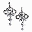 Fleur-de-lis Silver Natural Seed Pearl Earrings - by Dahlia Vintage Jewelry Collection
