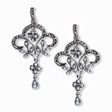 Fleur-de-lis Silver Natural Seed Pearl Earrings - by Dahlia Vintage Jewelry Collection