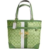 Coach Heritage Stripe Signature Shopper Bag Tote 13196 Lime