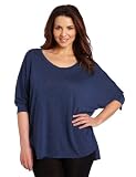 Fresh Laundry Womens Plus-Size Striped 3/4 Top