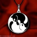 YIN YANG TWINS CATS FELINE MEDAL COLLAR CHARM PENDANT NECKLACE