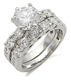 Antique Inspired Pave CZ Engagement and Wedding Rings