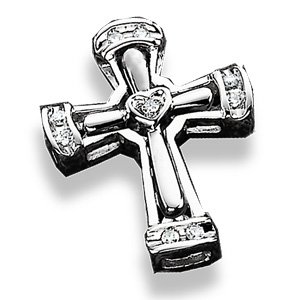 14K Yellow Gold Diamond Unity Cross Pendant   Inside Only