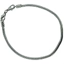 8.3 Inches Silver Plated Snake Chain Bracelet - Pandora Charm Bead Compatible