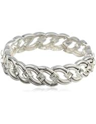 Anne Klein "Davant" Silver-Tone with Crystal Stones Stretch Bracelet, 7.25"