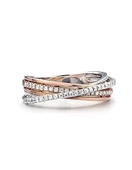 Ze 14k White Gold And Rose Gold Diamond Wrap Ring