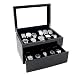 Piano Glossy Black Wood Watch Case Display Storage Box with Glass Top Holds 20+ Watches, Adjustable Soft Pillows and High Clearance for Large Watches Piano Glossy Black Wood Watch Case Display Storage Box with Glass Top Holds 20+ Watches, Adjustable Soft Pillows and High Clearance for Large Watches