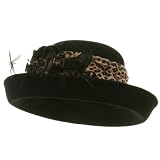 Roll Up Leopard Wool Felt Hat-Black by E4hats