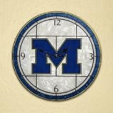 Michigan Wolverines 12 Art Glass Clock