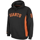 MLB Men's San Francisco Giants Captain Hooded Fleece Pullover (Black/Dark Orange, X-Large)