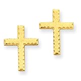 14k Brushed Finish Cross Earrings