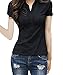 FACE N FACE Women's Cotton V Neck Polo Short Sleeve Casual Tops Tshirt