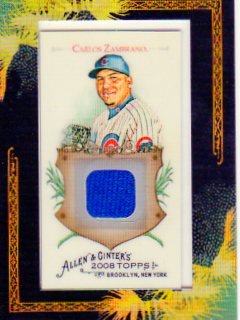 2008 Topps Allen and Ginter Relics #CZ Carlos Zambrano - Chicago Cubs (Piece of Authentic Game Used Jersey) (Baseball Cards)