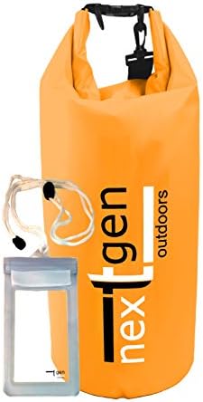 NextGen Dry Bag 17.Five Liter &amp; Cell Phone Pouch, Versatile, Stylish and Rugged Waterproof Sack (Orange, 17.5L)