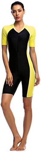 One Piece Swimsuit for Women Short-sleeve Surfing Suit UV Protection Front Zip