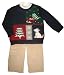 Boys Christmas Boutique Holiday Clothing Sets - 3 PC Puppy Dog and Tree - # 2100 - Corduroy Pants, Sweater and Turtleneck 3 PC Set - Toddler and Bigger Boy's Sizes - 2T- 7