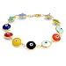 Bling Jewelry 14k Gold Vermeil Multi Color Evil Eye Bead Bracelet 7.25 in.