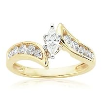 Marquise and Round Diamond Ring 3/8ctw