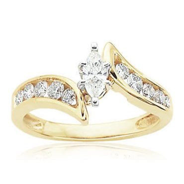 Marquise and Round Diamond Ring 3/8ctw