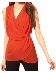 Apparel: Summer Style Chiffon Wrap Twist Front Sleeveless Vest Blouse Tank Top XL Red