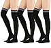 STYLEGAGA Womens Cable Check Stripe Pattern Over The Knee High Socks