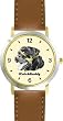 Rottweiler (SC) Dog - WATCHBUDDY&reg; DESIGNER DELUXE TWO-TONE THEME WATCH - Arabic Numbers-SAND & SOIL STYLE - Pale Yellow Dial with Brown Leather Strap-Women's Size-Small