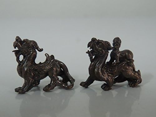Chaimongkol Unique Chinese Feng Shui a Pair of Pi Yao or Pi Xiu Metal Small Statue
