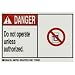 Brady 86796,  Equipment/Oem Labels, 3 1/2" Height x 5" Width, Black/Red on White, Legend "Do Not Operate Unless Authorized."  (5 per Package)
