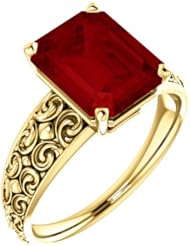 18K Yellow Gold 10.00x8.00mm Emerald Cut Chatham Created Ruby Ring -- LIFETIME WARRANTY
