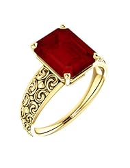14K Yellow Gold 10.00x8.00mm Emerald Cut Chatham Created Ruby Ring -- LIFETIME WARRANTY