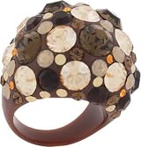 Angelique De Paris Confetti Ring with Swarovski Crystals in Chocolate Resin Size 7