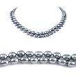 Double Strand 17-18 Inches 6-7mm Black Oval Shape Freshwater Cultured Pearl Necklace