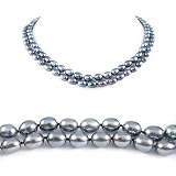 AugustinaJewelry Double Strand 17-18 Inches 6-7mm Black Oval Shape Freshwater Cultured Pearl Necklace