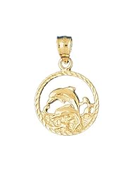 Dazzlers Solid 14 karats gold Dolphins Charm Pendant Available in three colors from jewelsberry (weights: 1.6 grams only)