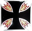 Black Maltese Iron Cross Metal Belt Buckle with Flames