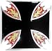 Black Maltese Iron Cross Metal Belt Buckle with Flames