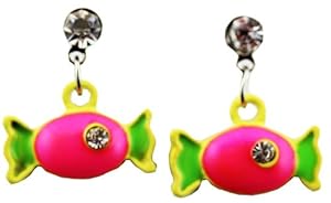 Candy Earring - Kids Fashion Earrings (Yellow Pink and Green)