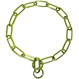 Platinum Pets Coated Fur Saver Chain Training Collar, 21-Inch by 3mm, Corona Lime
