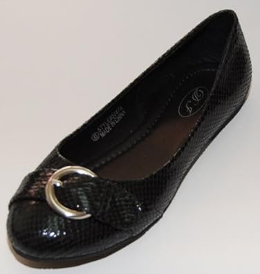 Womens Faux Snakeskin Ballerina Ballet Flats W/buckle 4 Colors