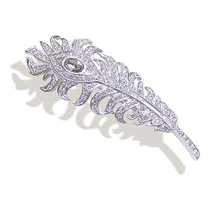 Brosche Feder mit SWAROVSKI ELEMENTS - Farbe Silber
