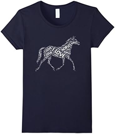 Love Horse Shirt, I Love Horses T-Shirt Graphic Tee - Female Small - Navy