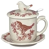 Red Bird Toile Covered Mug